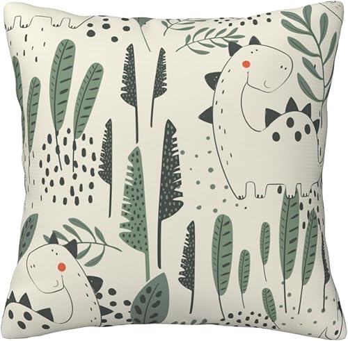 Aimeryup Throw Pillow Covers 12x12 Inch Funny Dinosaur Leaf Decorative Pillow Covers Cushion Covers cojines decorativos para sala Pillow Cases Cute