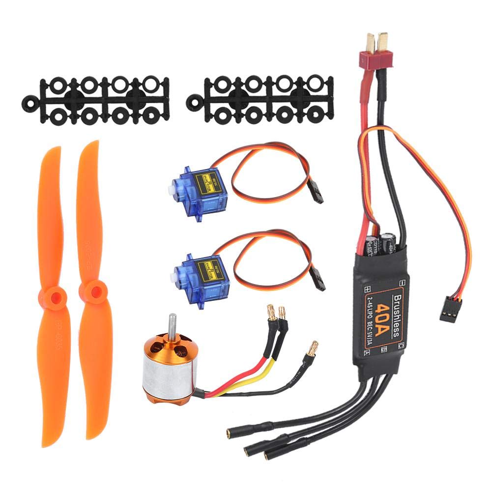Dilwe Motor sin escobillas RC, 2300KV Motor sin escobillas 40A ESC SG90 9G Micro Servo 6035 Hélice compatible con avión RC (2300KV Motor 40A ESC SG90 9G Servo 6035 Hélice)