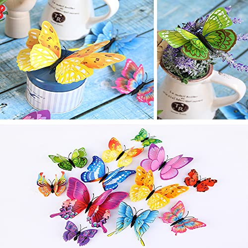 QGHSkOMk 12Pcs Yellow 3D butterfly wall decorations stickers Decor Wall Art Hanging Ornament Sculpture Garden Statues For Indoor Home Living Room Bedroom Outdoor backyard Porch Patio Fence - Image 4