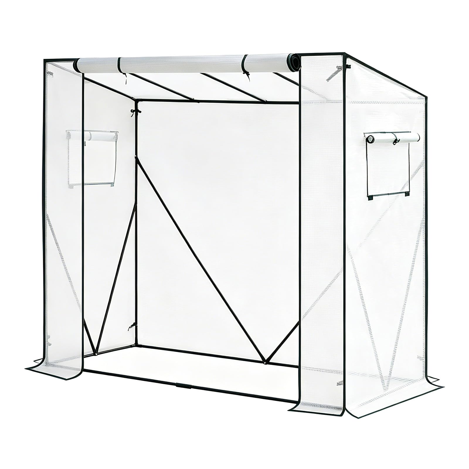 WOLTU Serra da Giardino 130 g/m², serra per Piante in PE, tessuto impermeabile, serra per piante multiproposta tutta stagione, giardino, terrazzo, cortile posteriore, 200x77x146/169cm, bianco