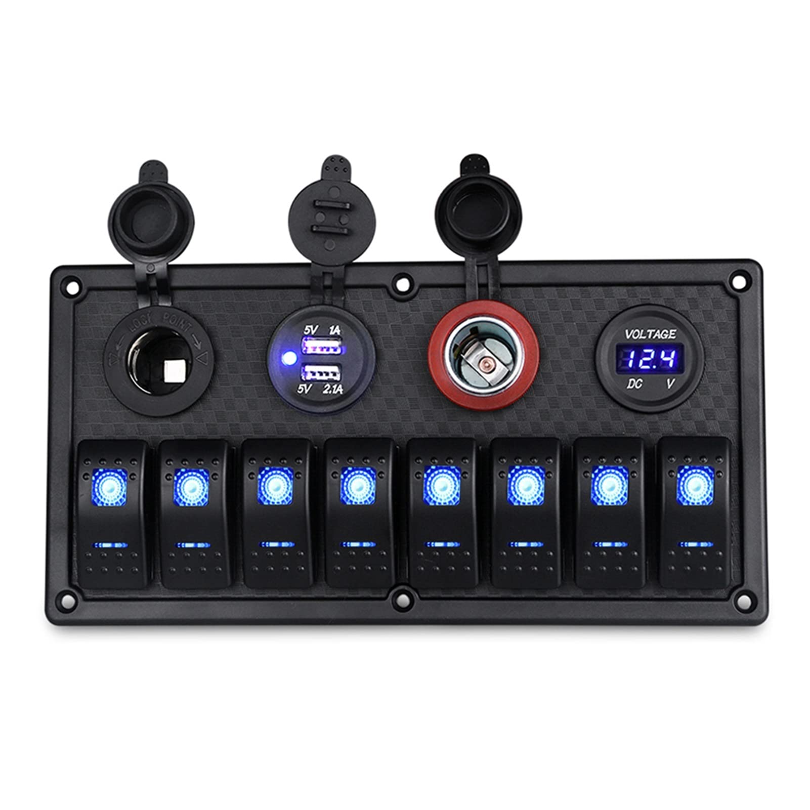 Przełączniki i przekaźniki do samochodów Pasuje do 1. 2V / 24V 8 Panel przełączania morskiego Gang On-off + Dual Usb. Gniazdo zapalniczki na papierosowe wodoodporne z woltomierz LED Usb. Ładowanie