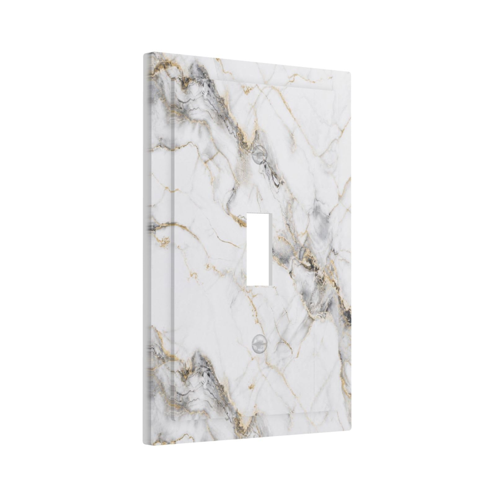 Xuejiaku Decorative Light Switch Cover Plate Modern Minimalist Luxury Gold Grey Marble Texture 1 Gang Single Toggle Wall Plates Outlet Covers Switch Plate Covers Faceplate for Kitchen Decor
