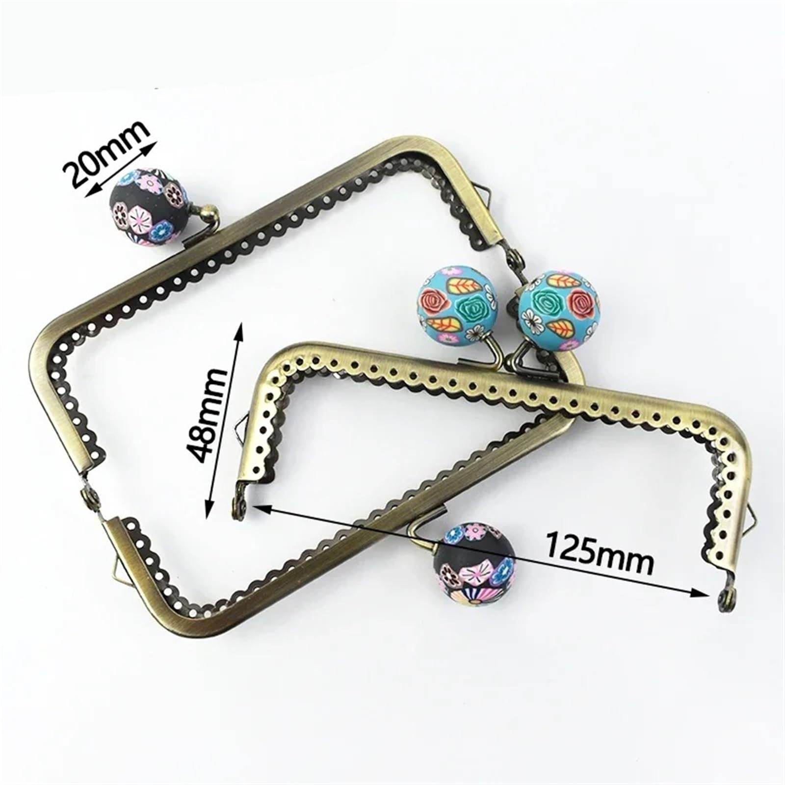Cierres para Bolsos 5 uds., 12cm, Bolso de Metal, Marco con asa, Cuentas, Cierre de Beso, Billetera de latón Retro, Soporte de Costura, Hebilla, Accesorios de Hardware DIY(Red)