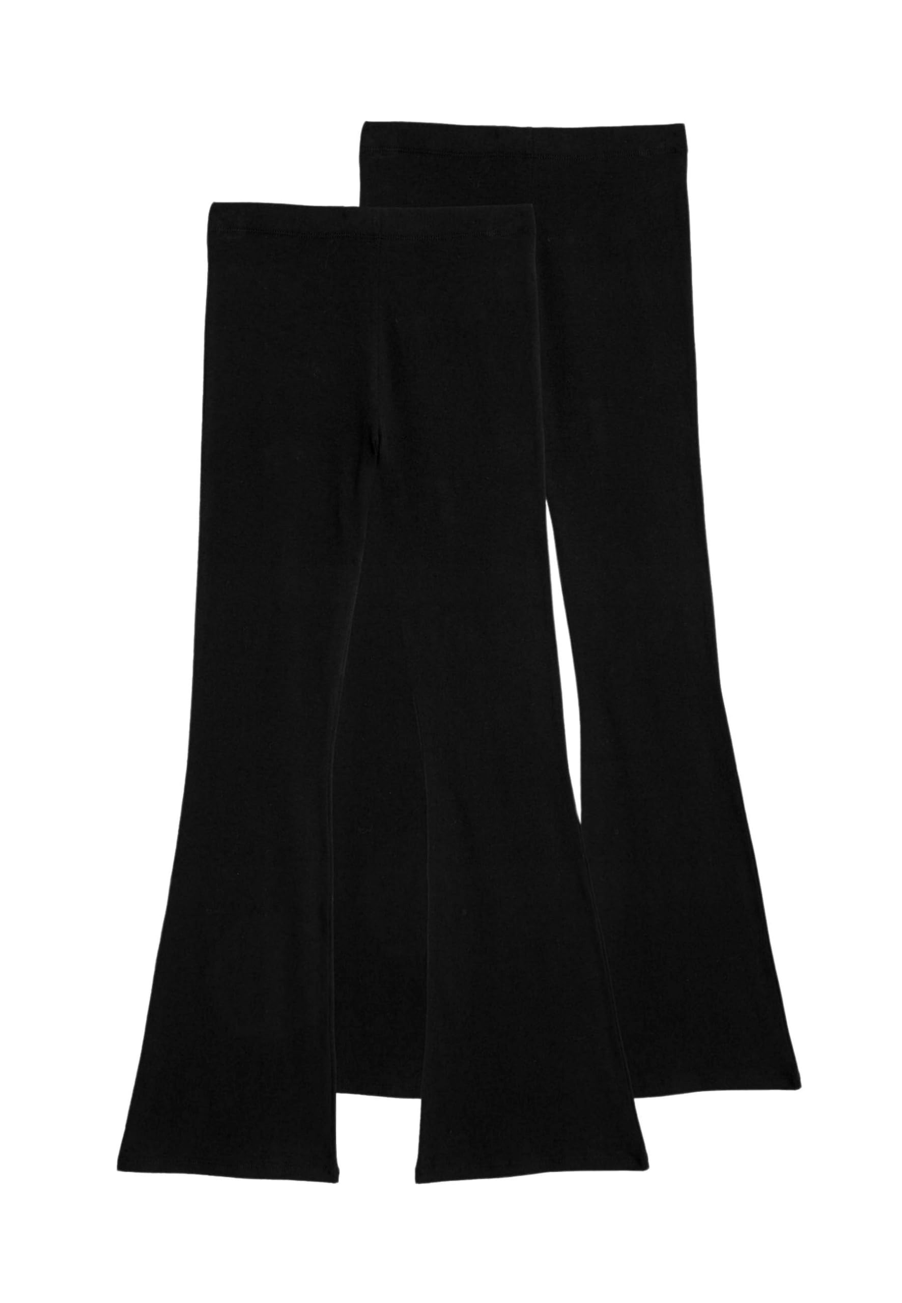 Marks & Spencer Leggings Évasés Fille Lot de 2 à Haute Teneur en Coton, Coupe Standard, Taille Élastiquée, avec Stretch