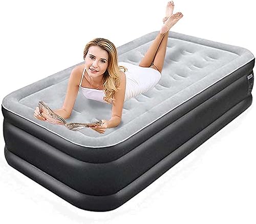 Colchón de aire de tamaño individual de PVC con bomba integrada, 18 pulgadas, cama de aire doble alta de 3 minutos de infladodesinflación rápida
