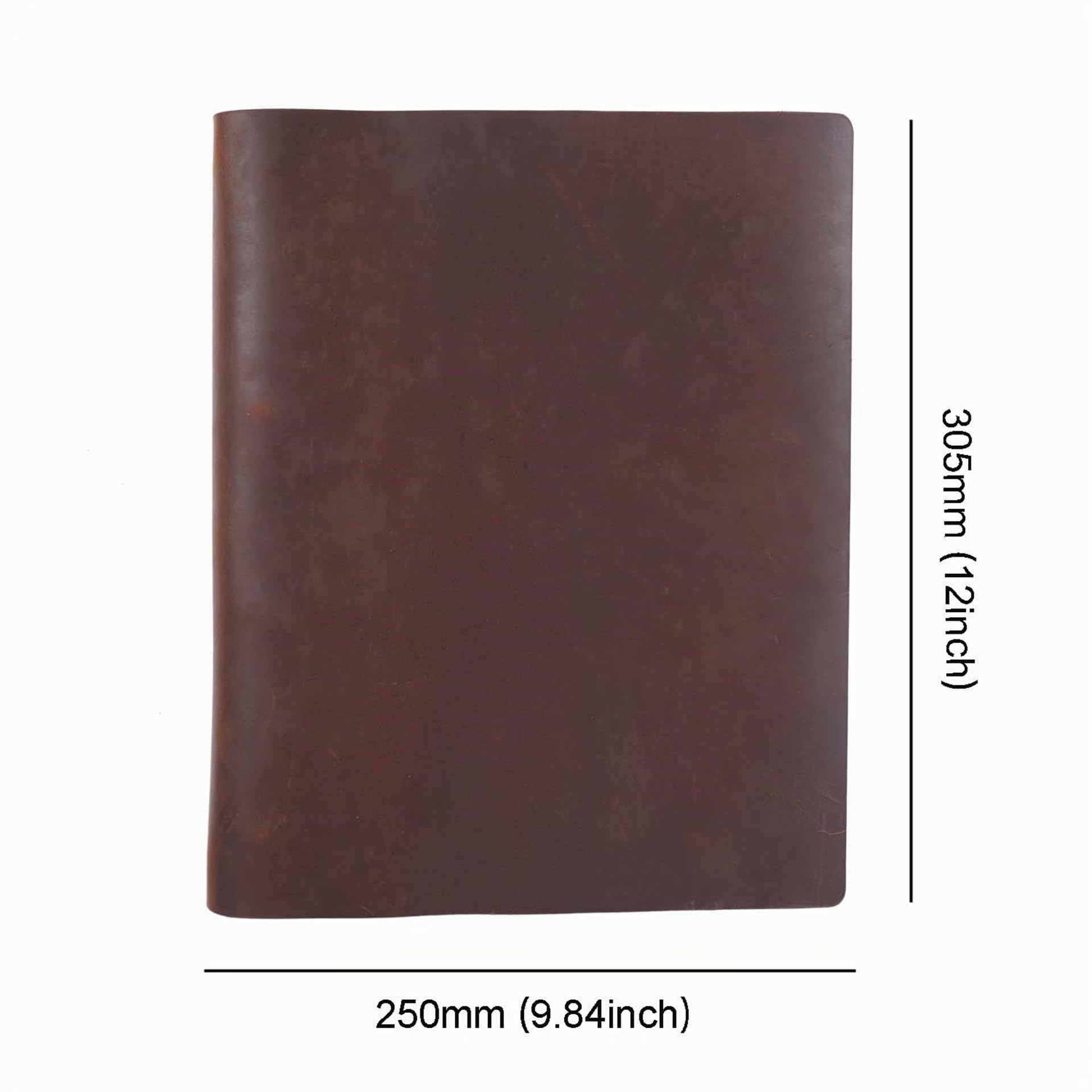 Agenda à anneaux en cuir véritable format A4 avec classeur à 4 trous, version verticale, organiseur personnel, bloc-notes, carnet de croquis (marron)