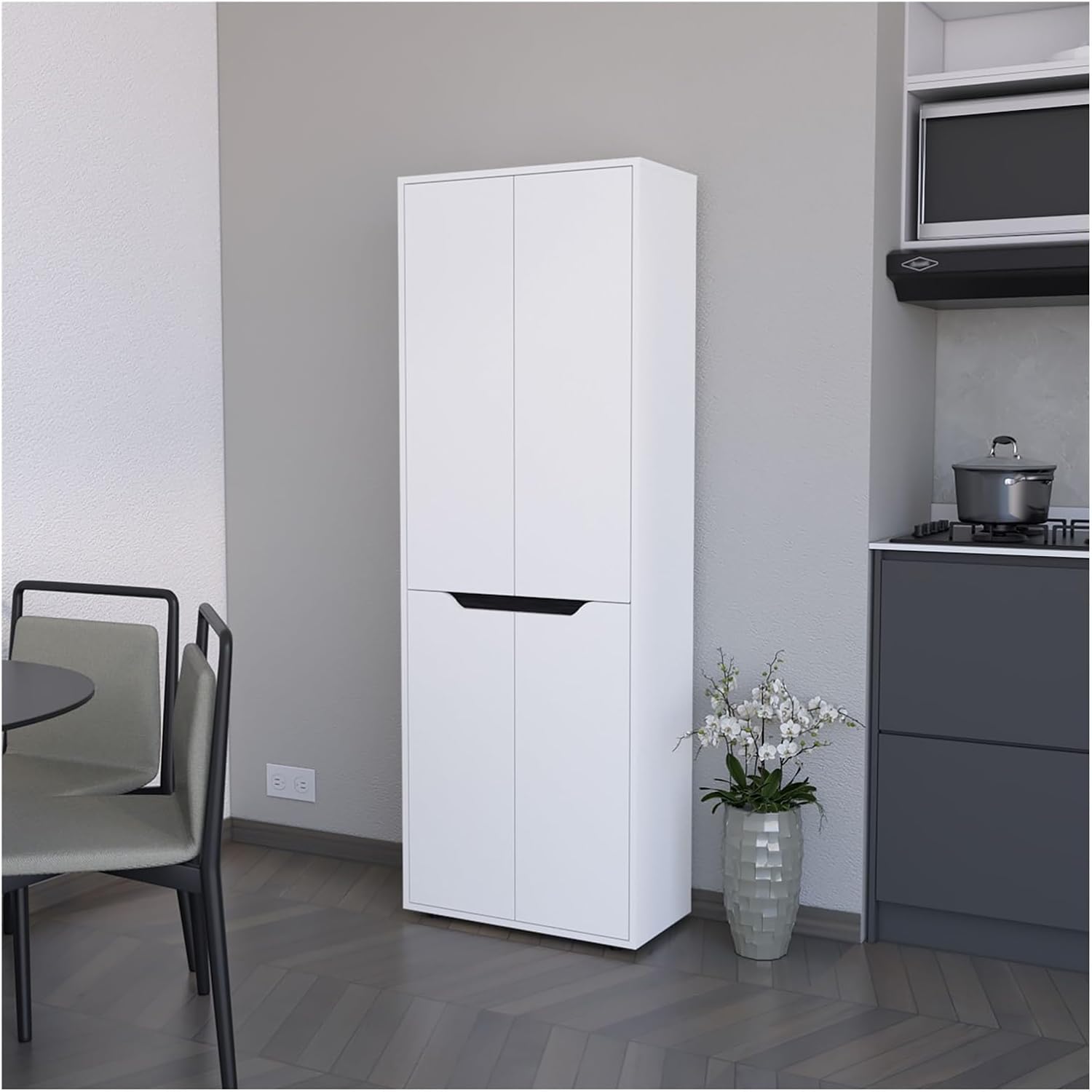 Furniture Multistorage Kitchen Pantry with 5 Shelves and 4 Doors, White,for The Kitchen