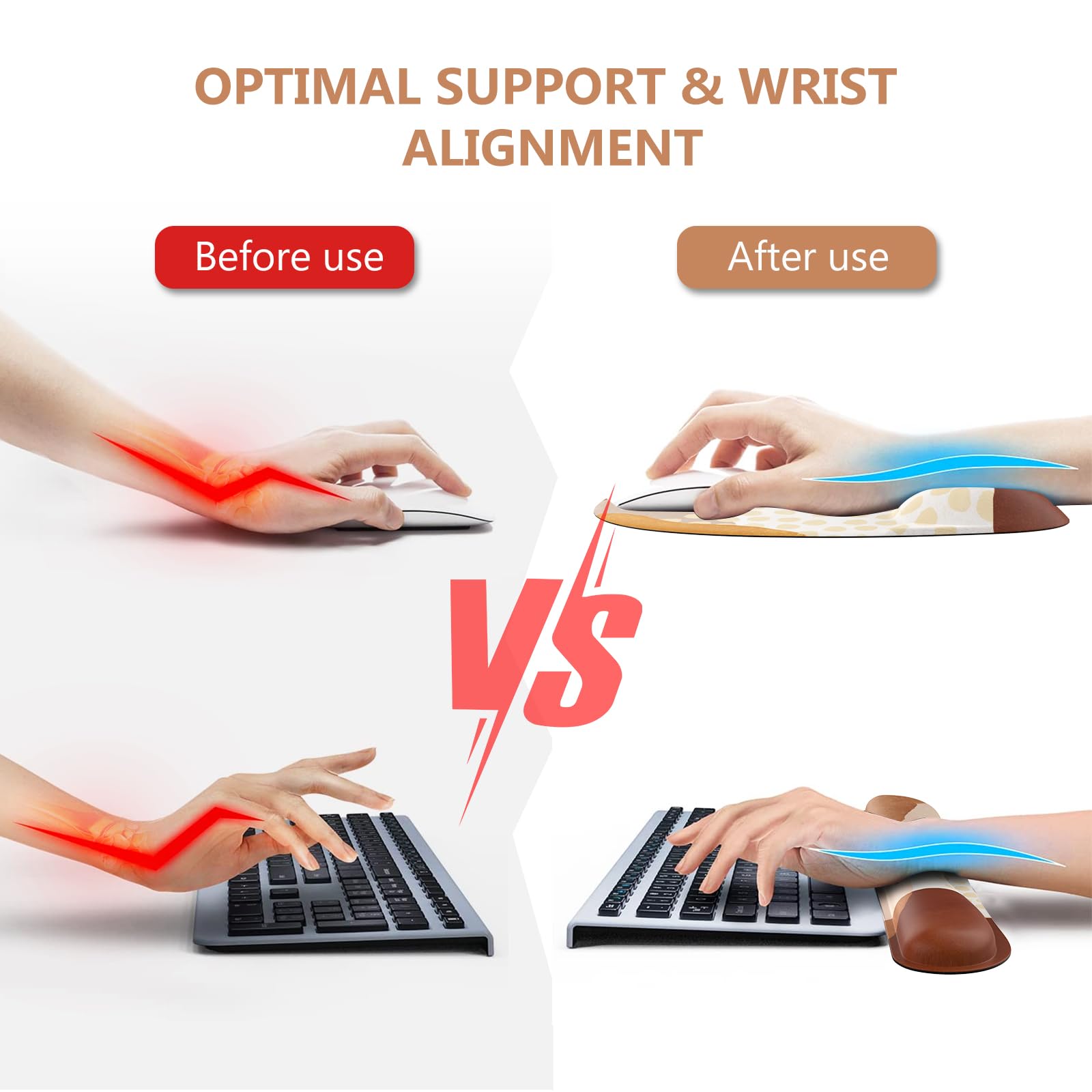 Tapete de escritorio, alfombrilla de mouse grande para juegos con reposamuñecas, reposamuñecas para teclado, almohadilla de escritorio ergonómica 4 en 1 con juego de posavasos, almohadilla de