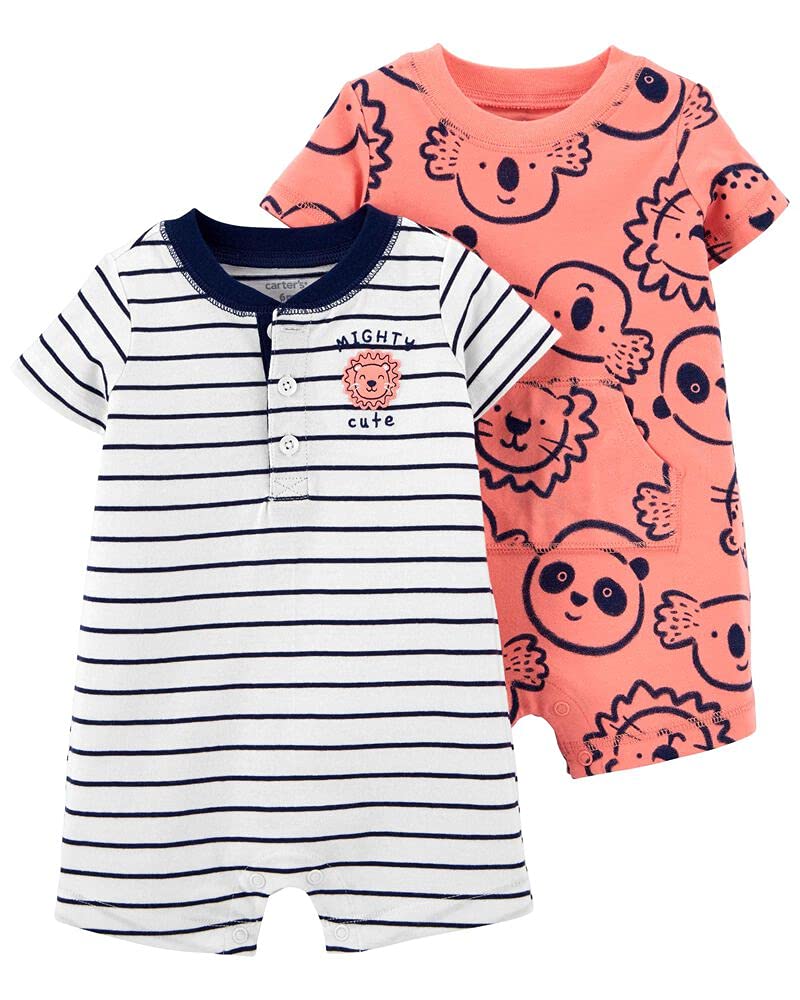 Carter'sBaby Boy's 2 Pack Cotton Romper Creeper Set