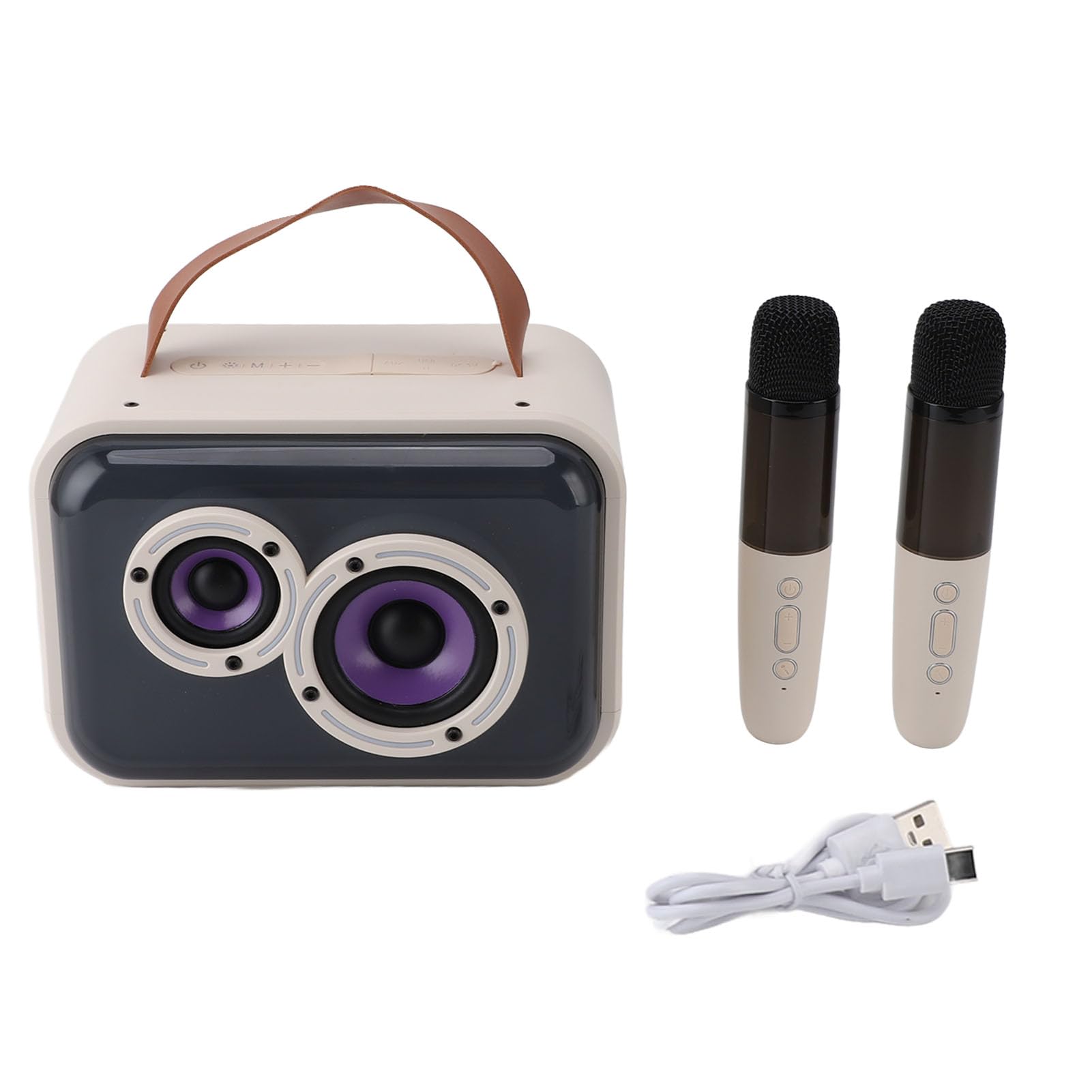 Macchina per Karaoke con Microfono per Bambini con Luci Colorate e Controllo del Volume per Feste e Raduni, Design Portatile con 2 Microfoni