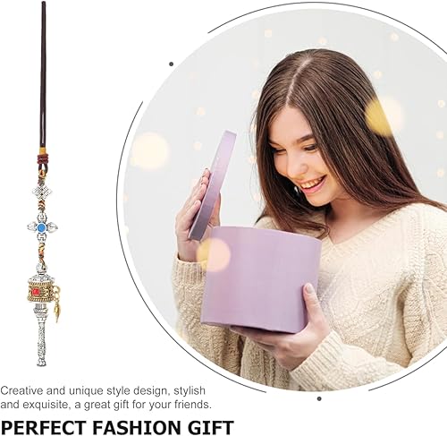 Miniatura 7 de KESYOO Llavero colgante de rueda de oración budista para colgar Feng Shui para espejo retrovisor de coche, accesorios para el hogar, amuleto para