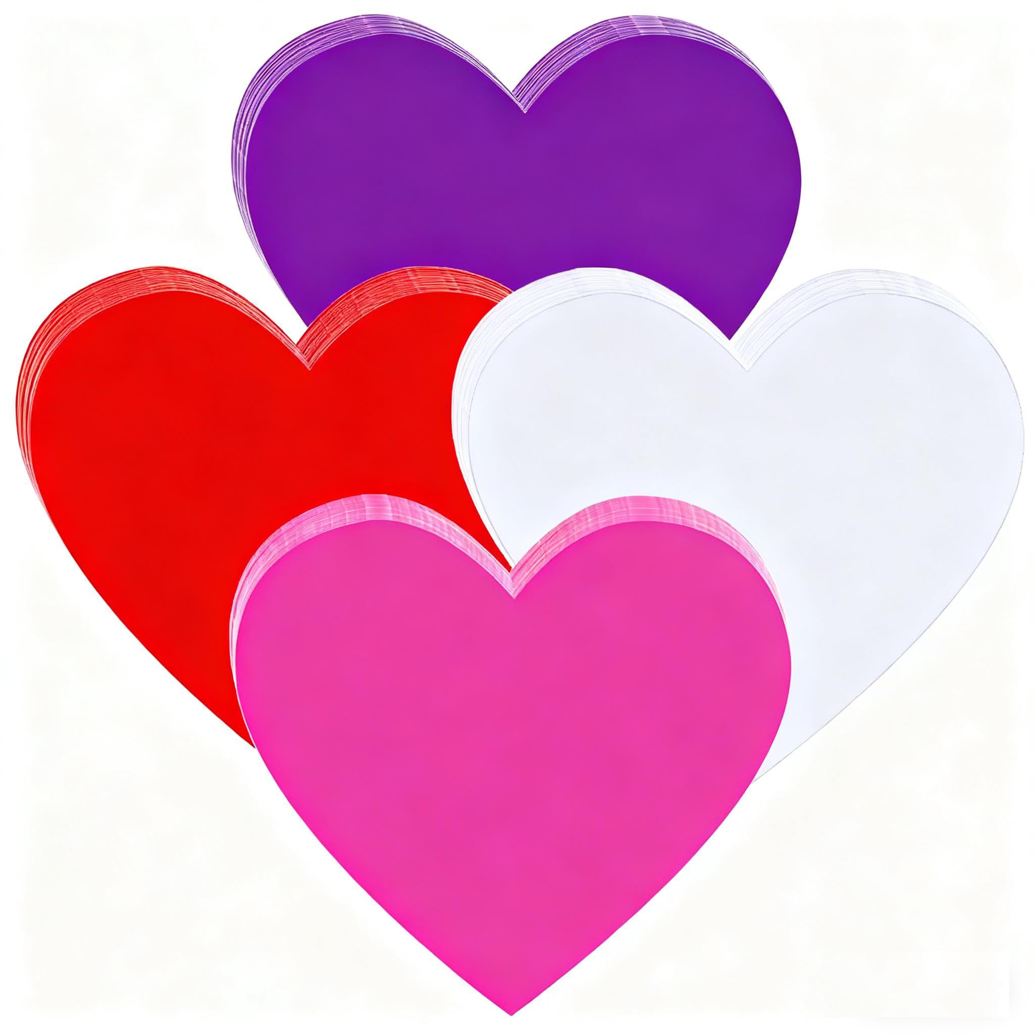 Photo 1 of ?80 Pcs 6In Large Heart Cutouts Paper Hearts Shape Cards Valentine's Day Paper Cutouts with Glue Point Dots for Valentine's Day Craft Red,Pink,White and Purple