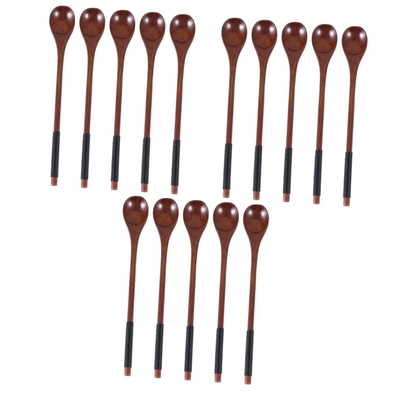 Cuillères à miel bois naturel MAGICLULU avec manche tressé haut de gamme