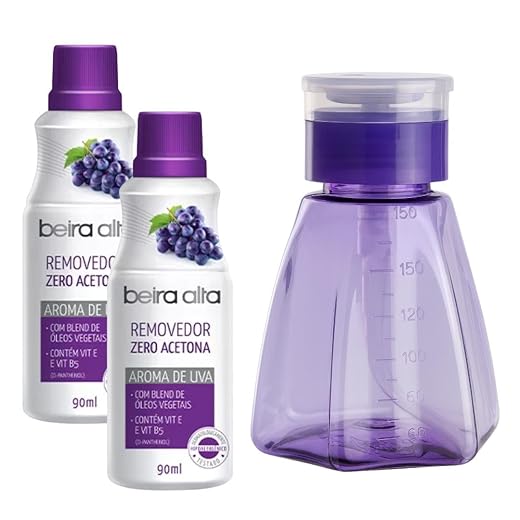 Acetona Removedor De Esmalte Zero Acetona 90 Ml Kit 2 Unidades + Dosador De Acetona 180 Ml