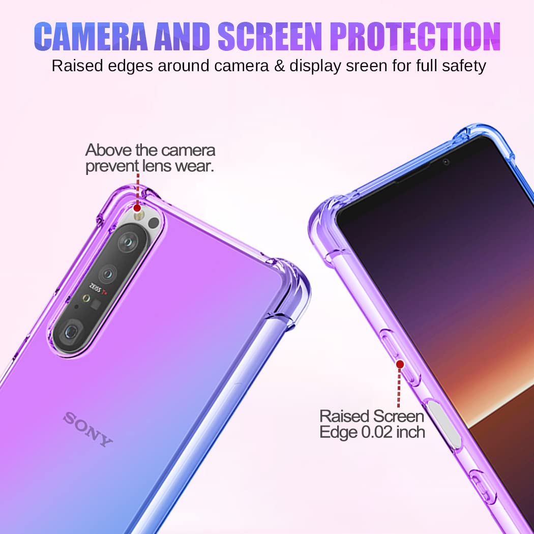 Custodia Sfumata Per Sony Xperia 1 IV / 5G – Viola/Blu – TPU Morbido Anti-graffio E Ultra Sottile