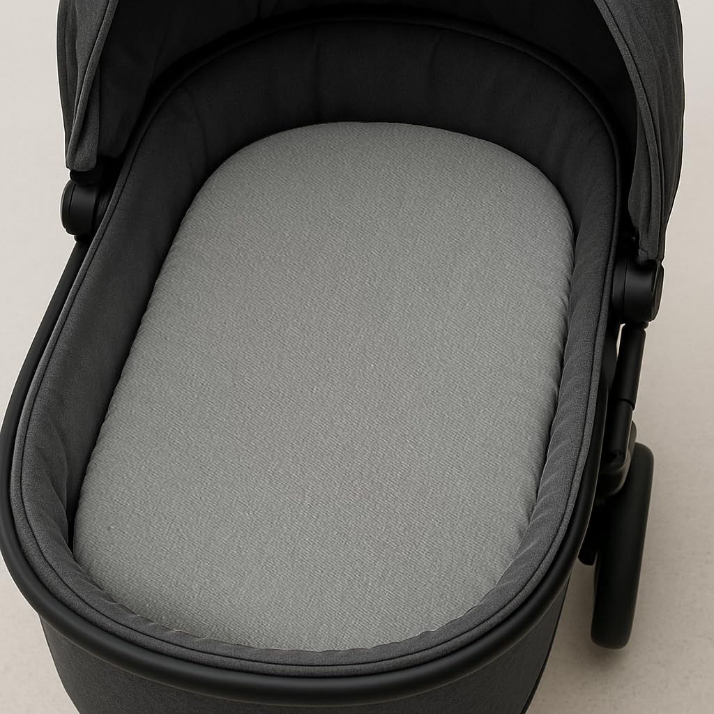 Callowesse 2 Pack Pram/Carrycot Fitted Sheets 40x80cm – 100% Cotton Baby Bedding with Elasticated Edges for Secure Fit. Grey — image 1