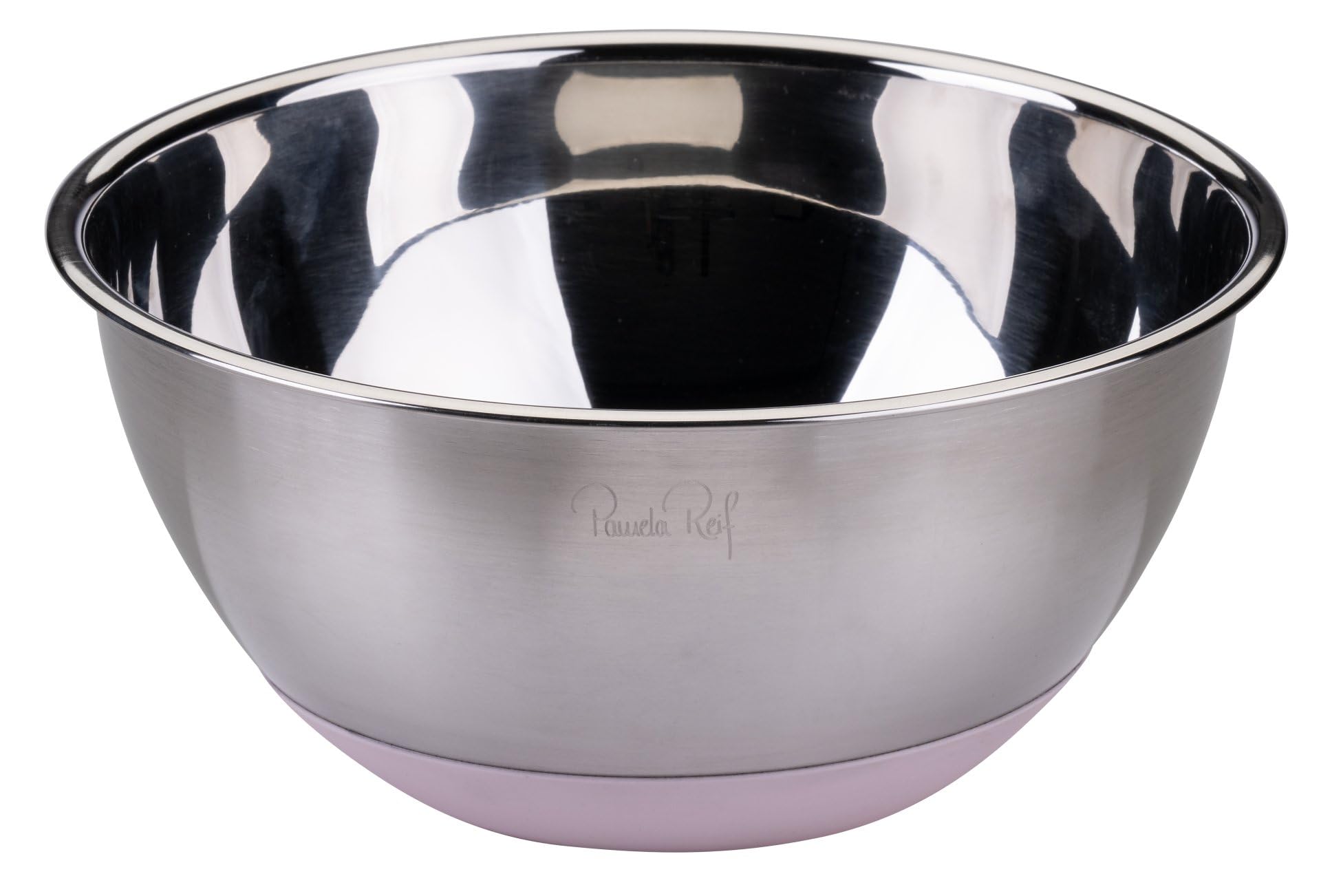 Fackelmann x Pamela Reif Stainless Steel Bowl 2.5 L - Premium Stainless Steel Mixing Bowl with Silicone Base for Serving, Cooking & Baking, Cleaning by Hand