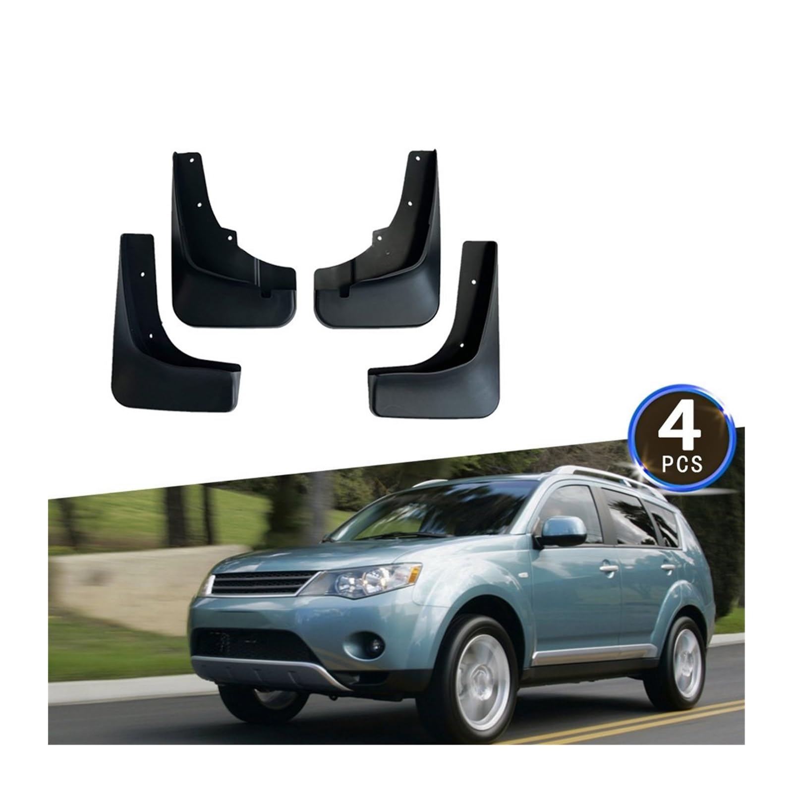 Paraspruzzi Per Mitsubishi Outlander 2009-2012 - Set Anteriore E Posteriore In ABS, Protezione Da Fango E Ghiaia - 3