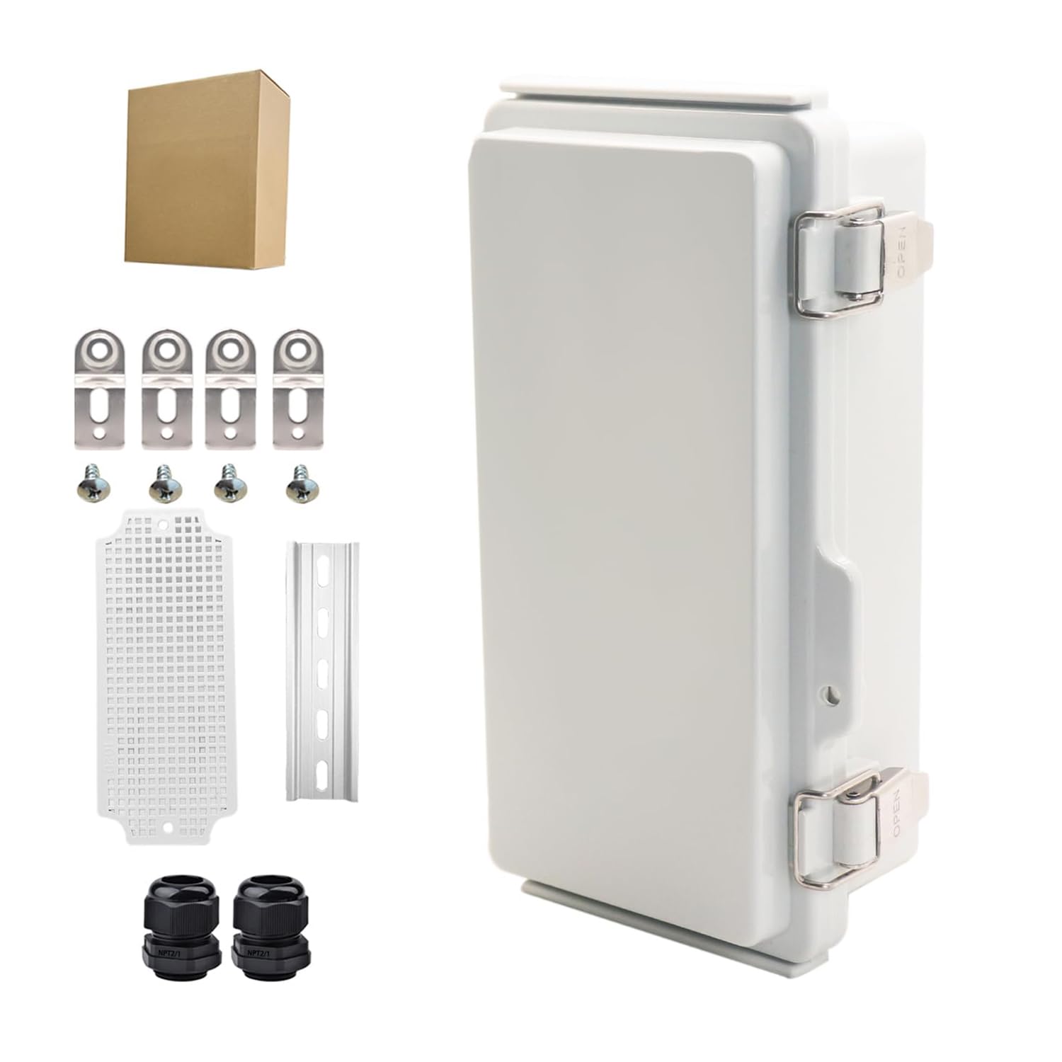 Outdoor Waterproof Electrical Box Junction Box Weatherproof IP67 ABS Plastic Enclosure Switch Router Project Box Electronics DIY Enclosure With Mounting Plate Wall Bracket Grey 8.6"x6.6"x4.3" — Amazon image 23