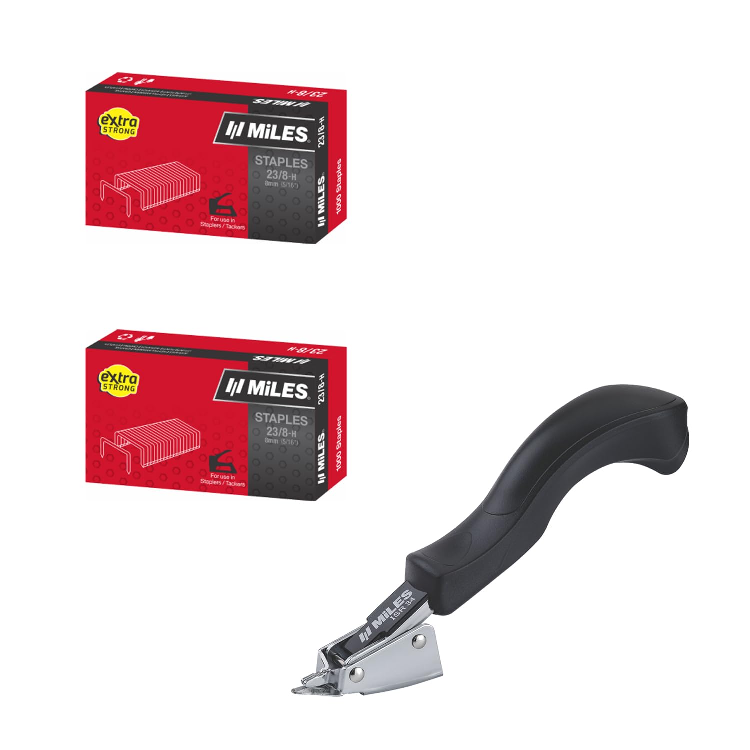 Miles Heavy Duty Staple Remover ISR -34| 2000 PCS of 23/8 Staple Pins | Black | Stainless Steel | Combo | Pack of 3