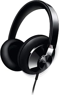 PHILIPS SHP6000/10 Hi-Fi Stereo Over Ear Headphones Black, Semi-Open Acoustics, 40mm Drivers, Sound Isolation, Full Cushioned Headband