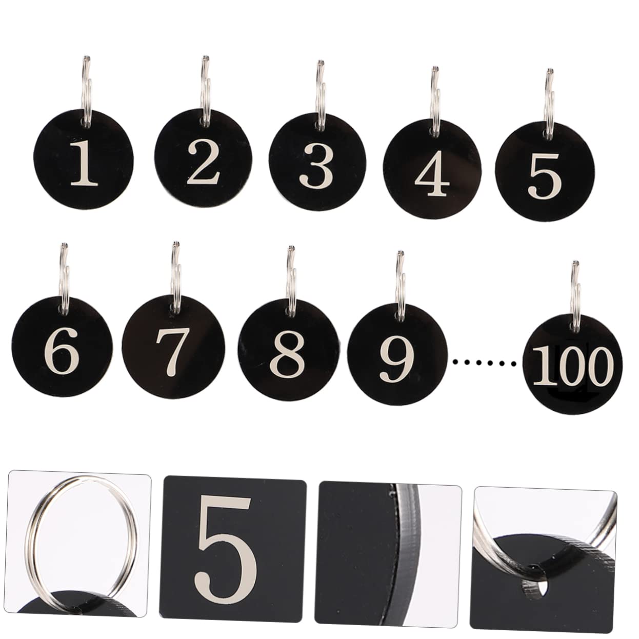 BESTYASH 100pezzi Targhette Numerate Acrilico Per Chiavi Per Hotel e Supermercati Design e Resistente Per Attese e
