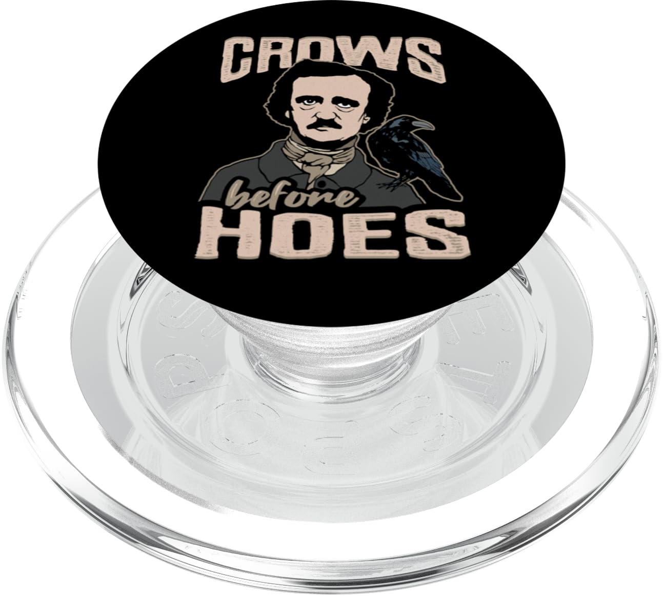 Edgar Allan Poe Crow Crows before hoes Design for Book Nerd PopSockets PopGrip for MagSafe, Clear