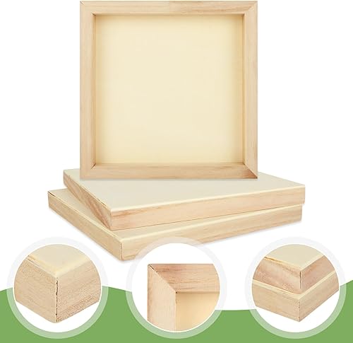 Miniatura 7 de SHUESS Paquete de 10 paneles de madera de 8 x 8 pulgadas, paneles de lona de madera sin terminar, paneles de madera acunados para pintura, dibujo y