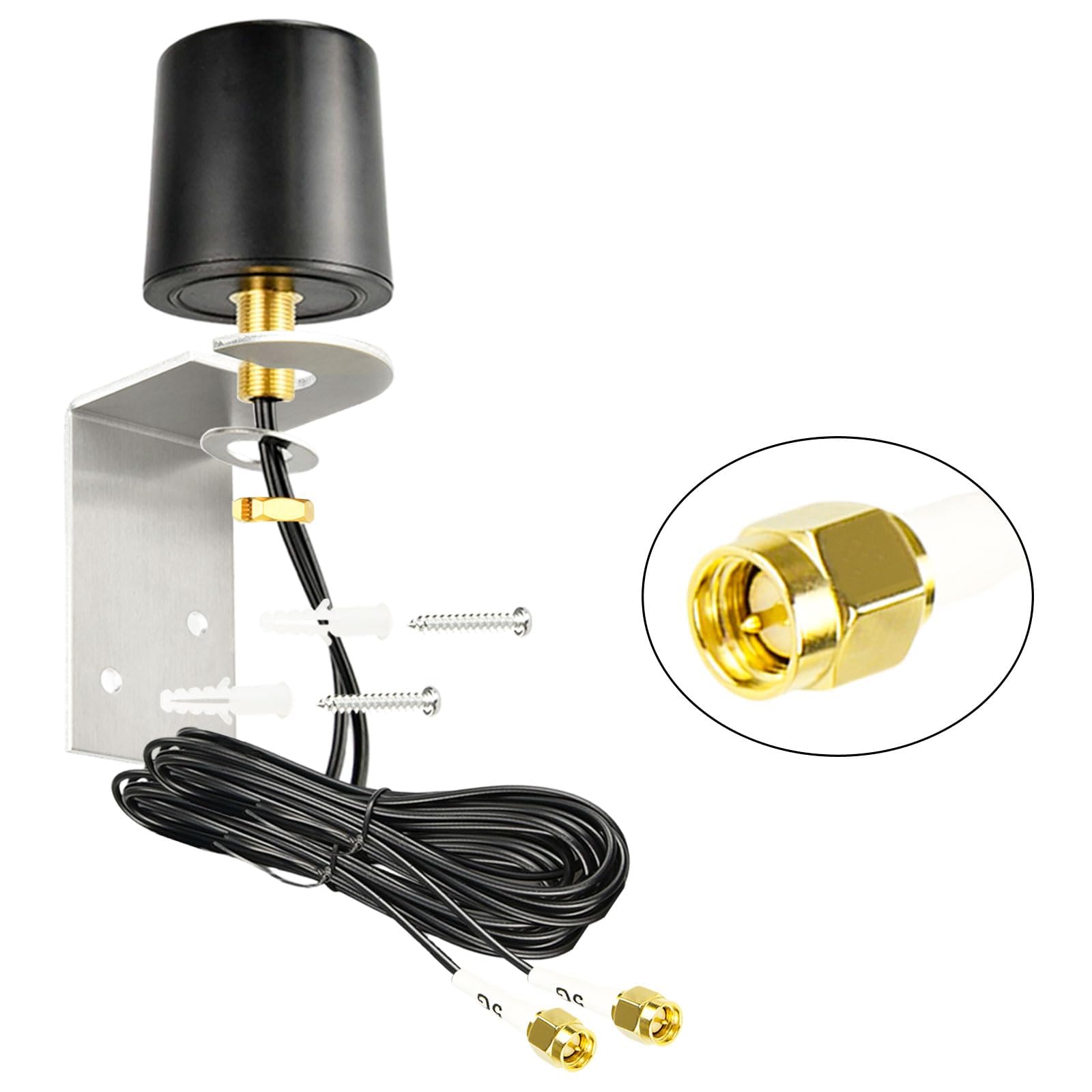 BOOBRIE 4G/5Gアンテナ 600-6000Mhz 屋外 2x2 MIMO 無指向性 SMAオスコネクタ 全方向受信 4G/5G/LTEルーター/WIFIルーター/無線LAN/WiFiアンテナ