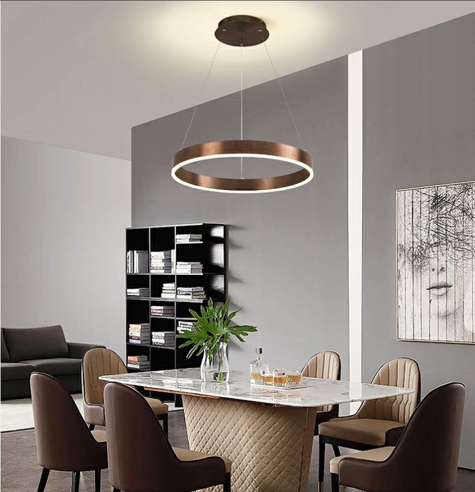 MMRTDJDR Tradycyjny nowoczesny żyrandol stół jadalny 3 pierścień ściemniacza Lampa wisząca salon Sufit Light Wysokość Regulowana lampa wisząca żyrandol [Energia Klasa A ++] Kolor Oprawy