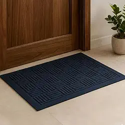 Tapete Capacho Antiderrapante para Porta de Entrada - Tapete de Porta Externa e Interna - Capacho Emborrachado Pesado, Retém Sujeira, para Casa, Apartamento e Escritório - Edmix (Azul)