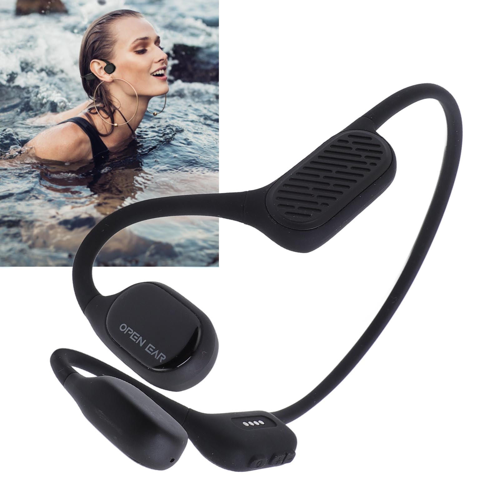 Topiky Słuchawki do Przewodzenia Kości Pływackiej, Bezprzewodowe Słuchawki Bluetooth, IPX8 Wodoodporny Zestaw Słuchawkowy Odtwarzacza Mp3, Podwodne Otwarte Słuchawki do Sportów,