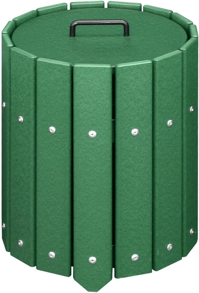 GD1050 5 Gallon Round Slatted Divot Mix Container with Scoop, 14"x14"x17"