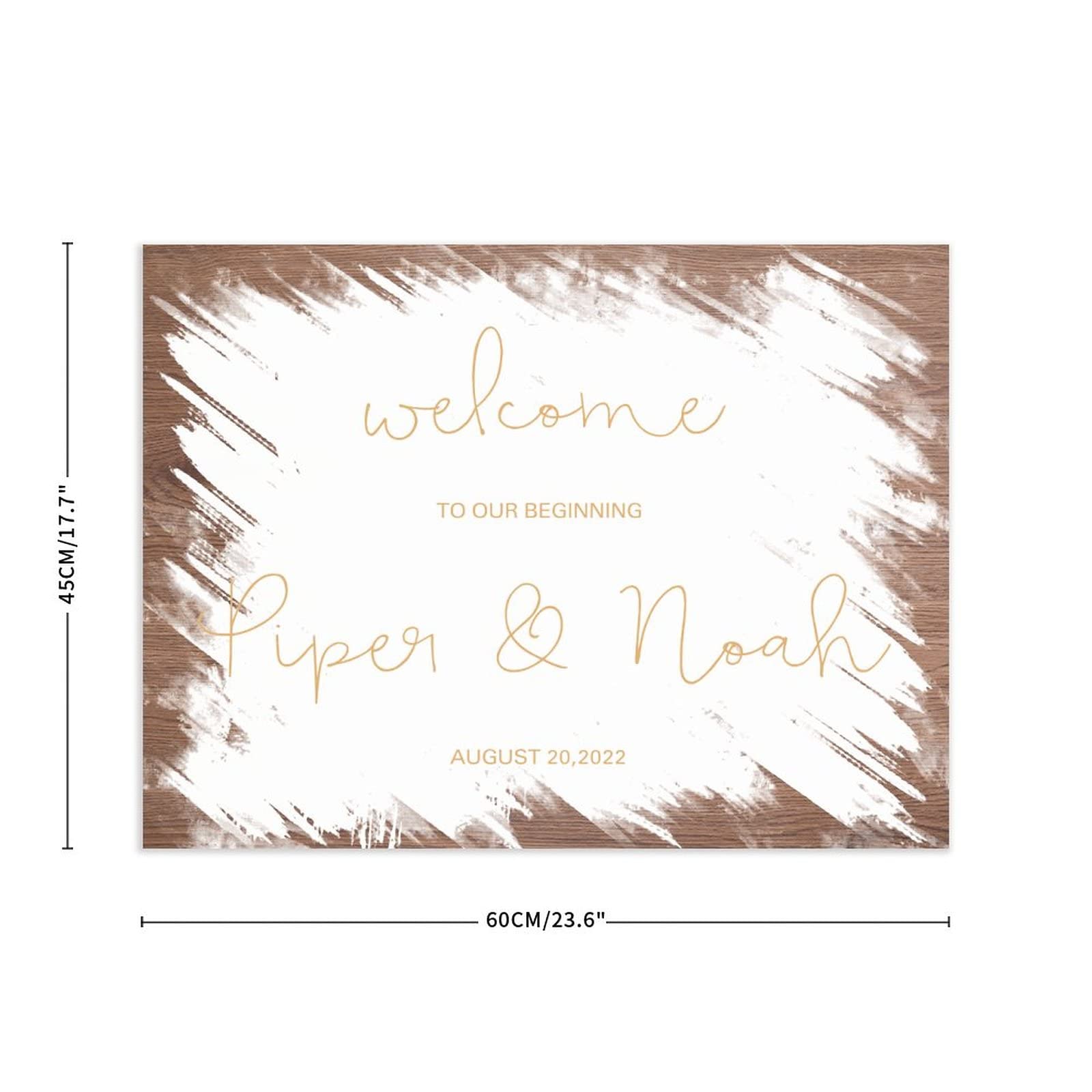 Spersonalizowany znak powitalny ślubny 'Welcome to Our Beginning' drewniany znak ślubny postarzany monogram słowo sztuka dekoracja drewniany znak przyjęcie weselne plakat na ceremonię zaręczyny