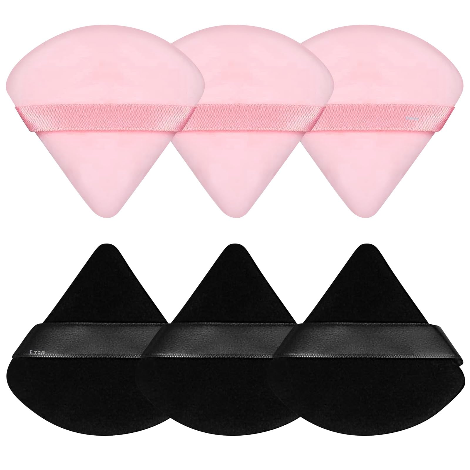 Photo 1 of ***MISSING 1 PINK SPONGE*** Pimoys 6 Pieces Powder Puff, Face Makeup Sponge Soft Velour Triangle Powder Puffs Beauty Sponge for Loose Powder (Black, Pink)