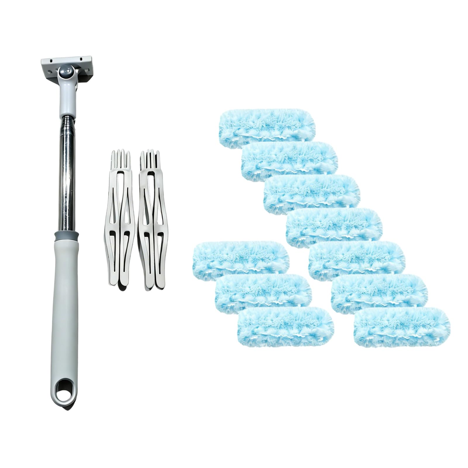 Ekoama Dusters Set with Extendable Handle,Heavy Duty Dusting with 10Refill for Ceiling Fan,Vent Hard to Reach Place