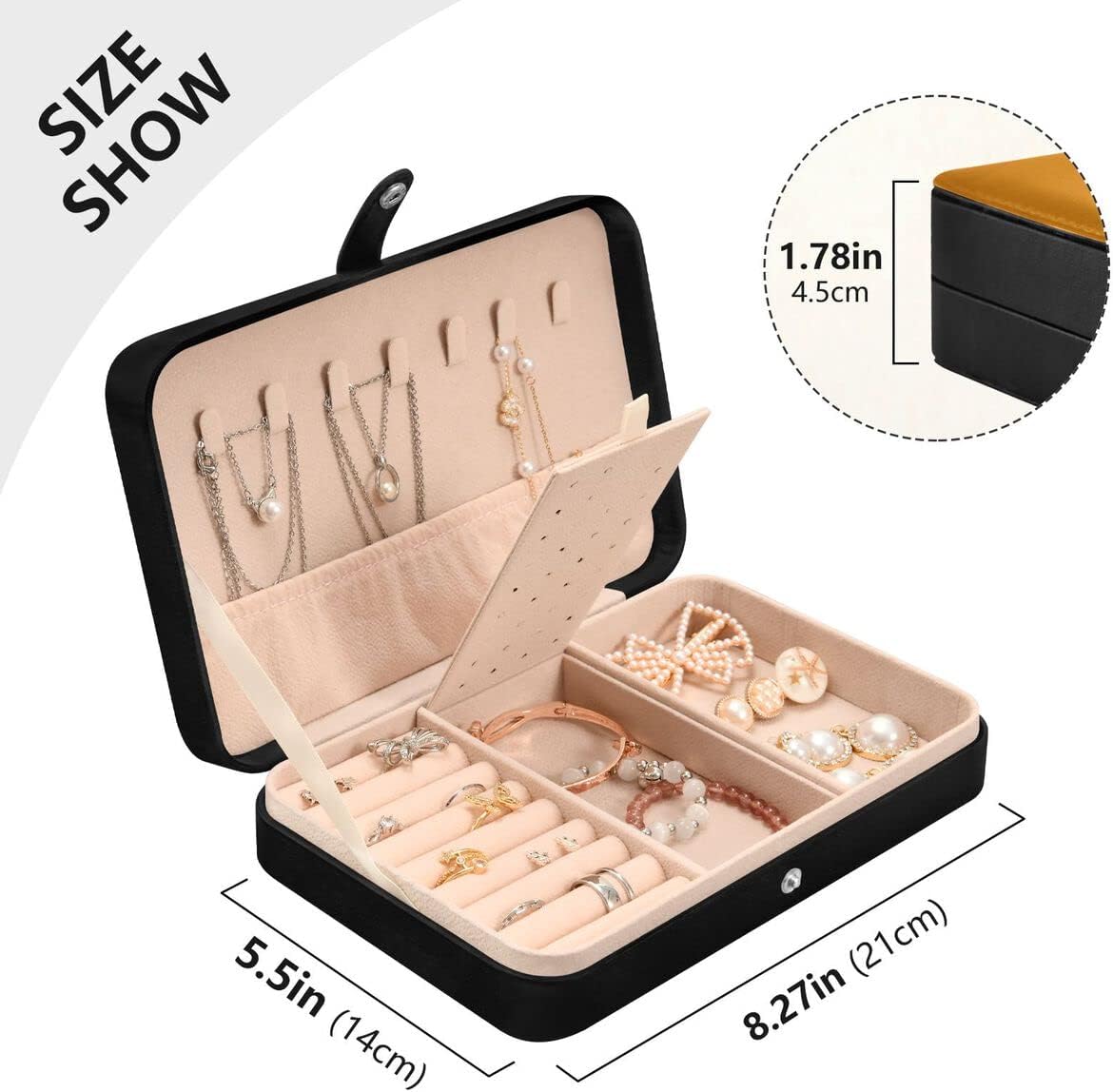 Bolaz Leather Jewelry Box Jewelry Case Storage Box Rugby For Rings Earrings Necklaces