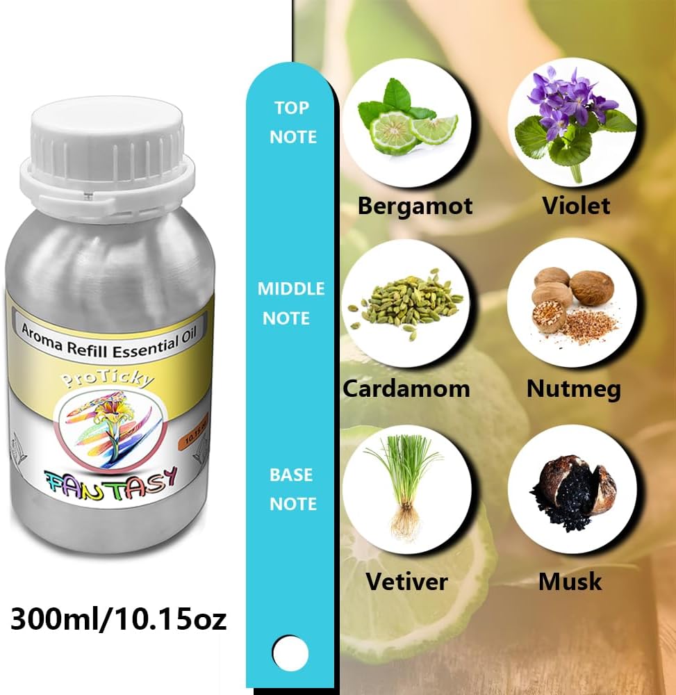 Aromatherapy Essential Oil Supplement - 300ml Alcohol-Free, Natural Long-Lasting Fragrance Refill for Diffusers, Home & Wellness - Gentle & Non-Irritating Formula