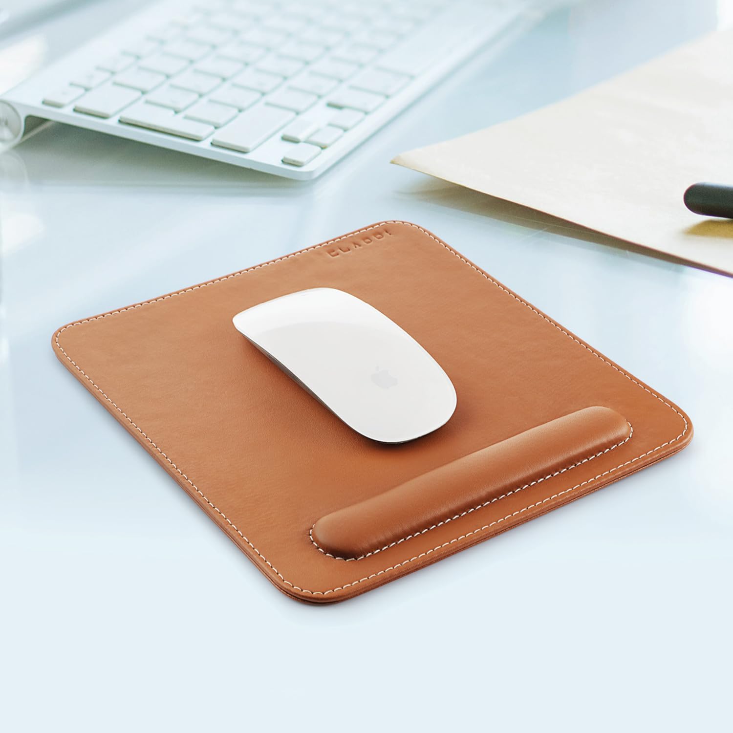 CLADD INTERNATIONAL Faux Leather Mouse Pad with Wrist Rest, Non-Slip Backing, Waterproof, Stitched Edge, Handmade, Eco-Friendly, Home, Office, Pack of 1 (Brown) (B08N416JGY) Amazon Price History, Amazon Price Tracker