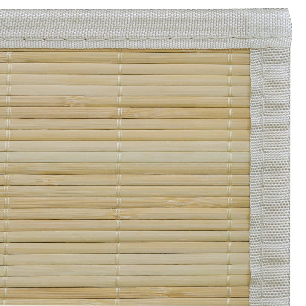 Bambusteppich Natur 80x300 cm Rechteckig - Rutschfester Bambusläufer für Küche, Flur und Wohnzimmer - Pflegeleichte Bambusmatte mit PVC-Rücken und PP-Rand - Naturfarben