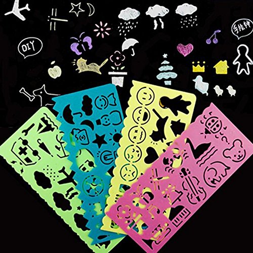 gazechimp 4pcs Artigos De Papelaria Doces Cor Desenho Réguas Modelo Material De Pintura De Escritóri