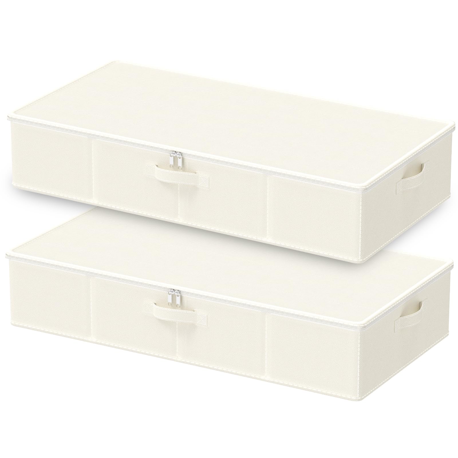 Contenitore Sottoletto, per Coperte, 80x40x15 cm, Beige, Set di 2 | Scatole Pieghevoli Spaziose Portavestiti, Pratici Organizer Sotto Letto, Cassettiera Salvaspazio per Coperte Vestiario