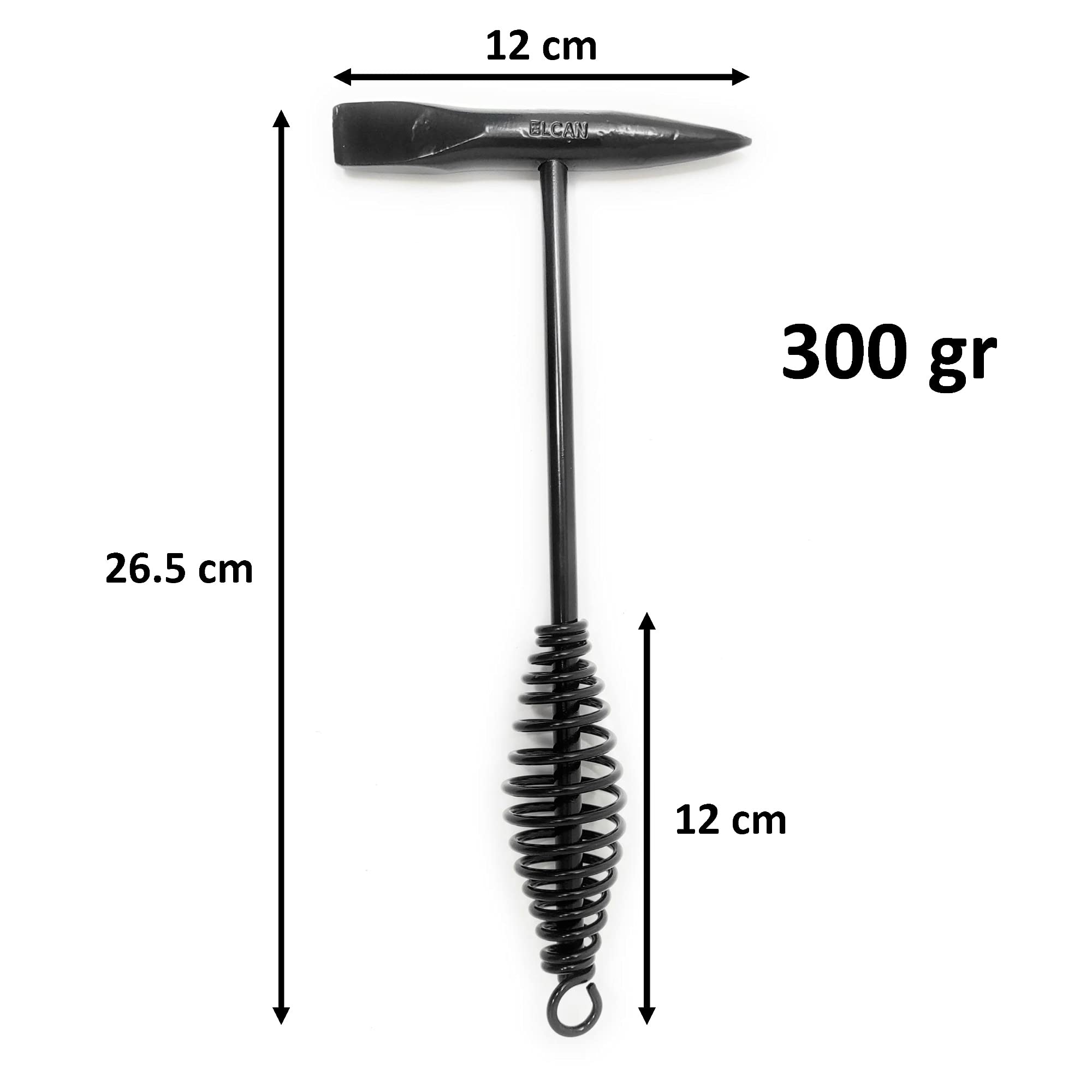 ELCAN Fresa professionale da 300gr per asportare scorie di saldatura a martello con lato a punta oa scalpello, realizzata interamente in acciaio pieno con trattamento termico
