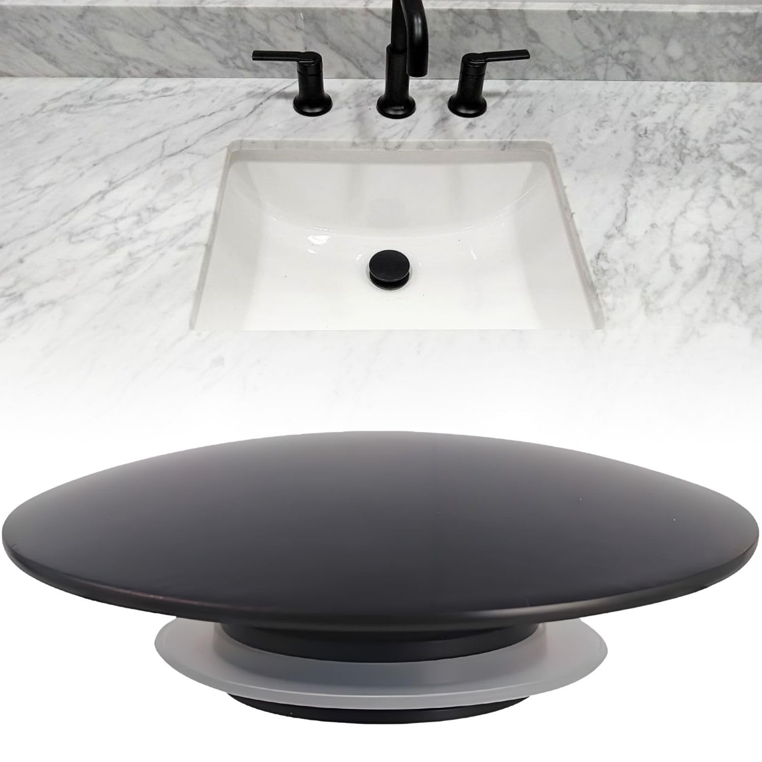 Issimober 66mm Basin Waste Sink Plug Cap Matte Black Pop Up Bathroom Sink Push Button Brass Drain Stopper with Copper Pin Silicone Seal Easy Installation for Bathroom Kitchen Vanity Sink