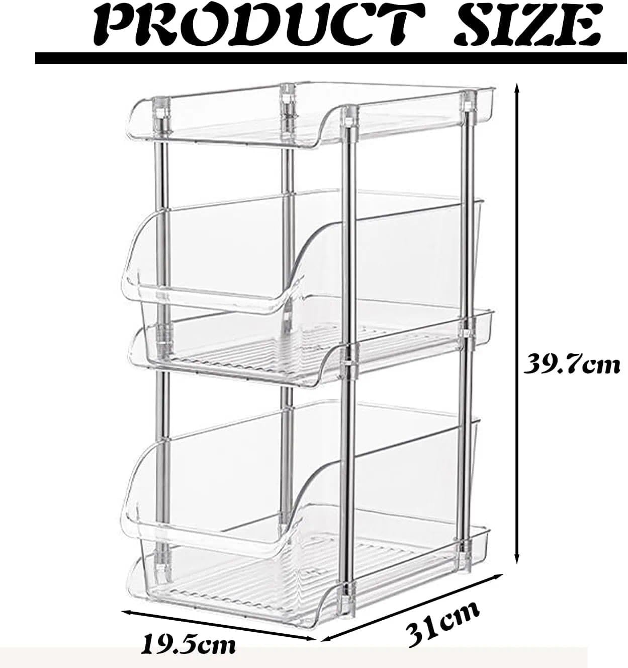 Organizer per lavello, a 3 ripiani, sotto il lavandino, trasparente, per bagno, cucina, ufficio