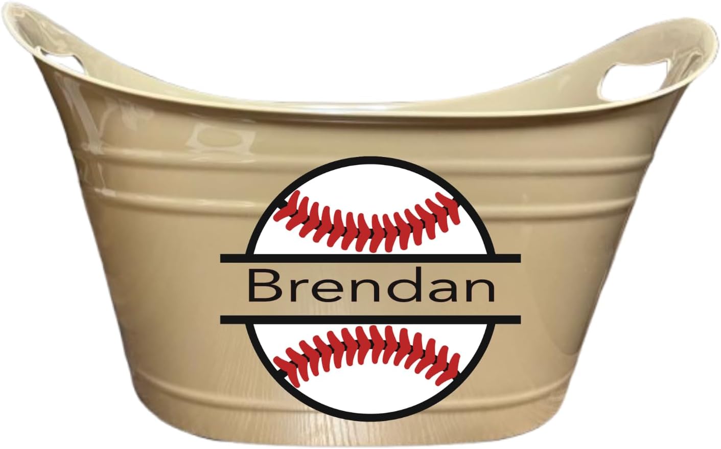 Personalized Easter Baskets for Kids - Custom Baseball Sports Bucket - Plastic Pail With Name (Brown)