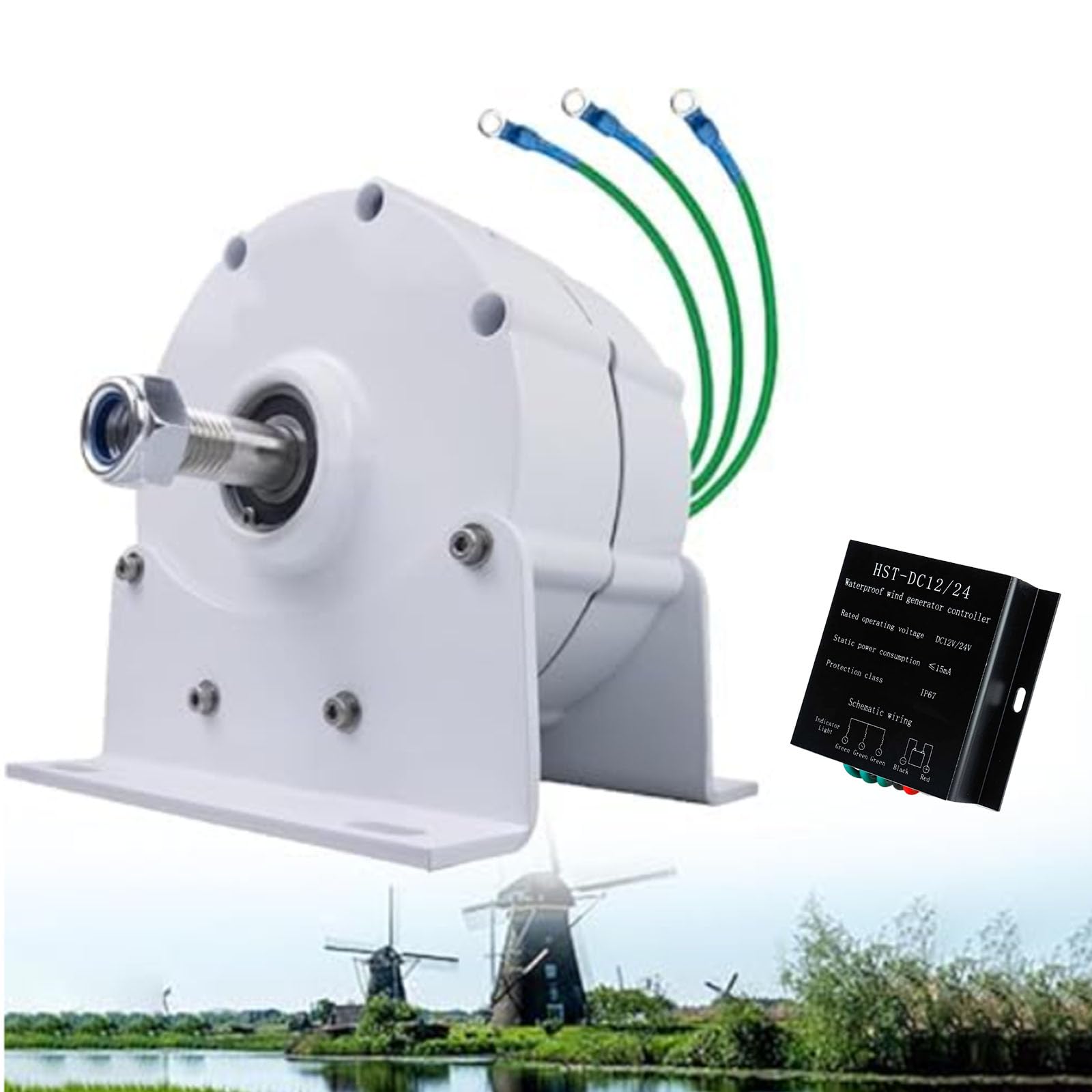 HYZHANHONG 6000W Low RPM Permanent Magnet Generator 12V 24V 48V 220V, Free Energy Gearless Permanent Magnet Generator Motor DIY for Wind Turbine Water Turbine,White,12V