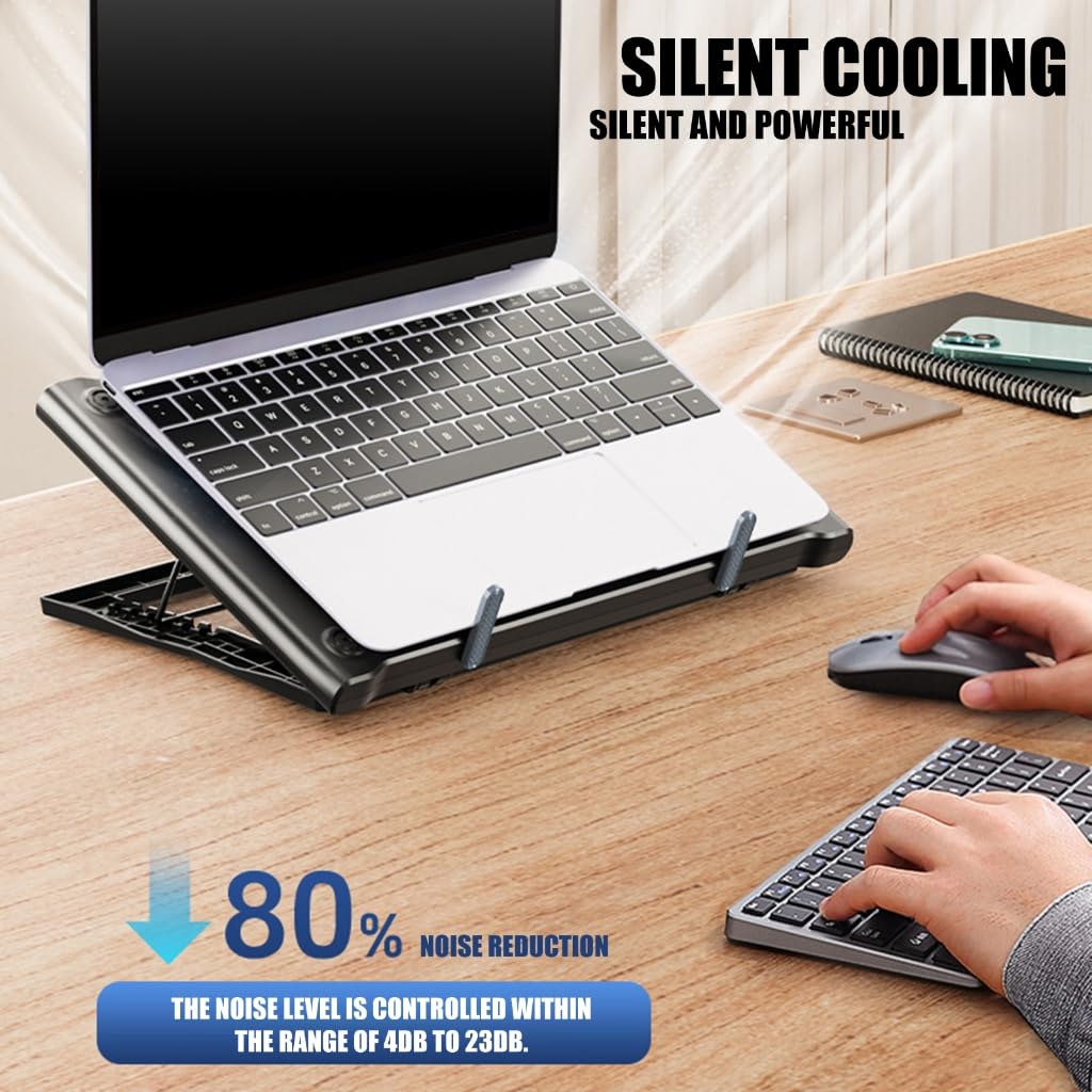 Almohadilla de refrigeración plegable con altura ajustable para portátiles de 13 a 17 pulgadas