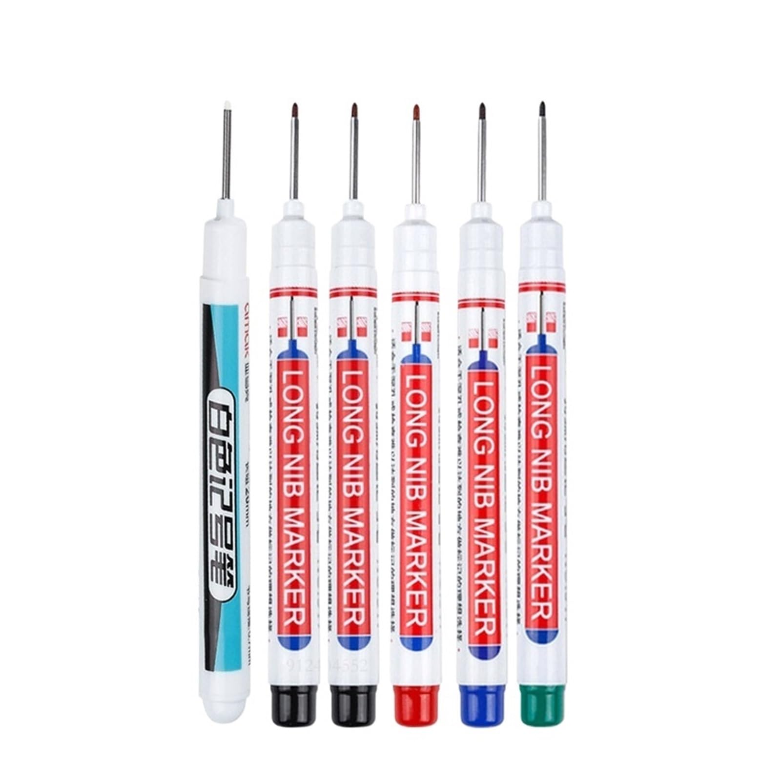 BADIKA Nib Head Markers Deep Hole Long Nib Scriber 6Pcs/Set 20mm Deep Hole Long Nib Head Markers For Metal Perforating Pen Water.proof Bathroom Woodworking Decoration Multi-Purpose(6Pcs-Mix)