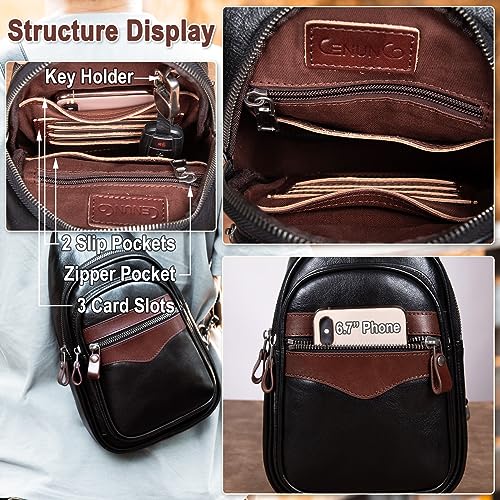 Genuine Leather Sling Bag for Men and Women Crossbody Shoulder Bag Sling Backpack Chest Purse Carry on Casual Daypack4